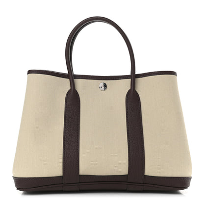 Hermes Toile Militaire Vache Country Garden Party 30 TPM Tote Beton Rouge Sellier 1 of 8