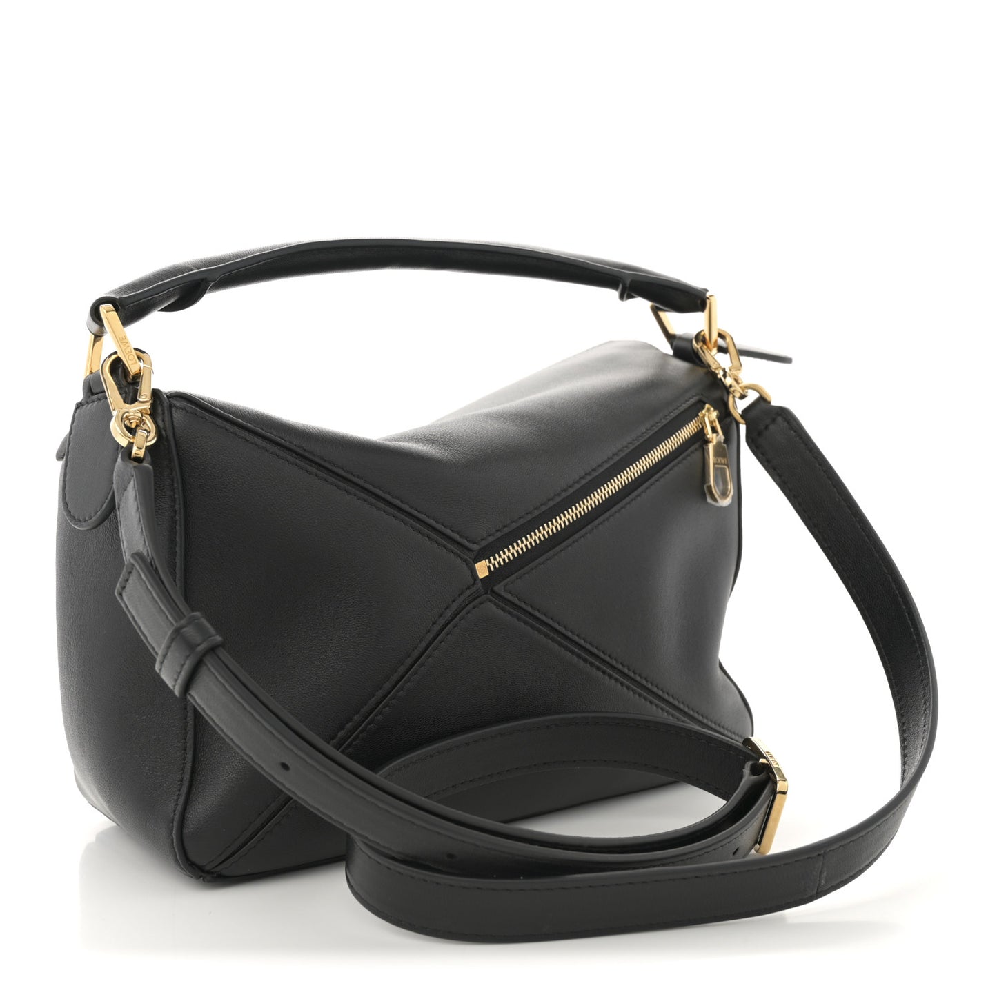 Lambskin Small Featherlight Puzzle Bag Black