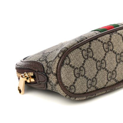 Gucci GG Supreme Monogram Textured Calfskin Web Medium Ophidia Cosmetic Case Beige Ebony New Acero 9 of 10