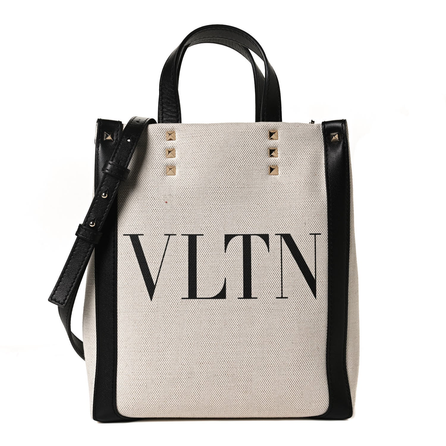 Valentino Garavani Canvas VLTN Print Tote Black Ivory 1 of 11