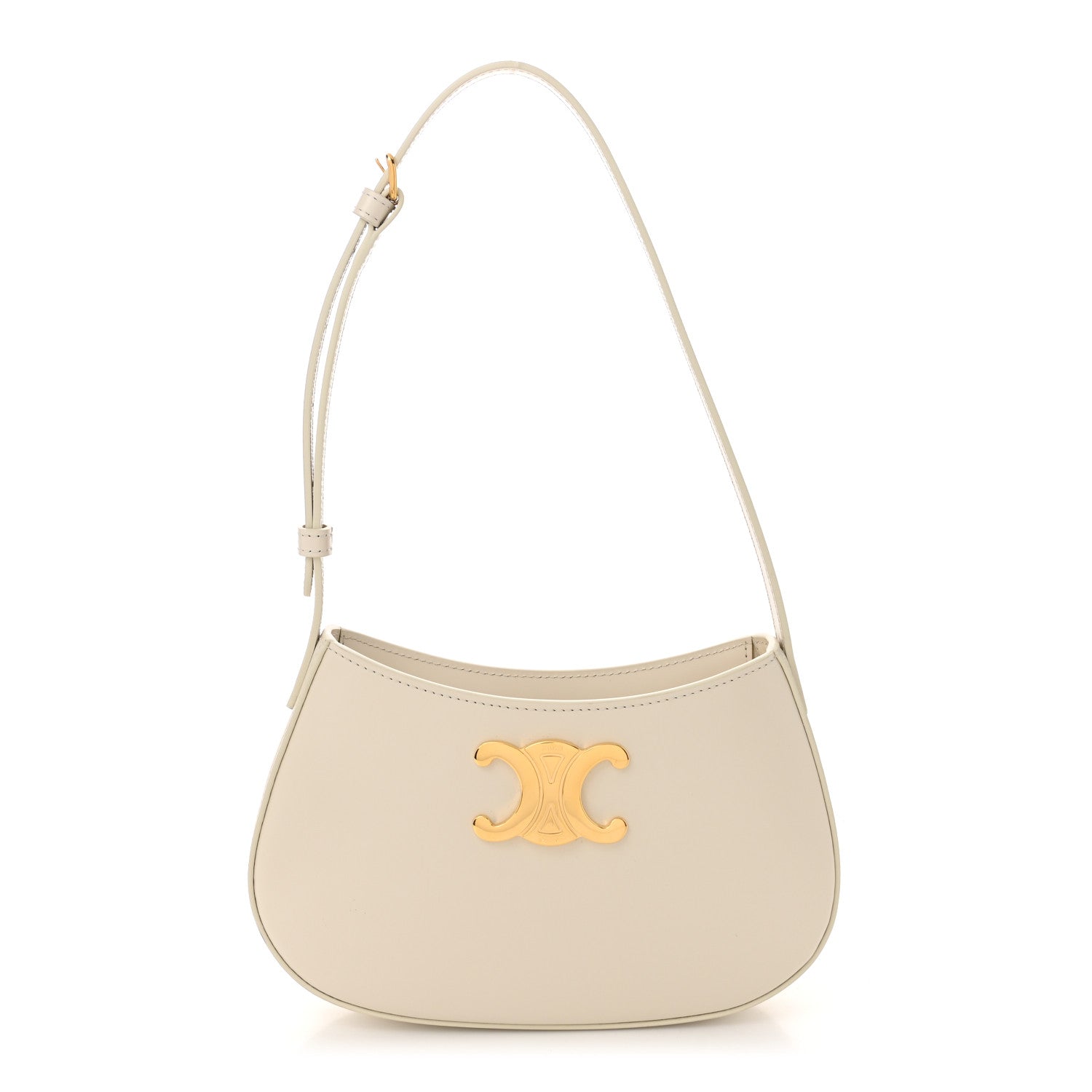 CELINE ハンプシェイプ ハンドバッグ Celine Shiny Calfskin Medium Tilly Triomphe Shoulder Bag Rice