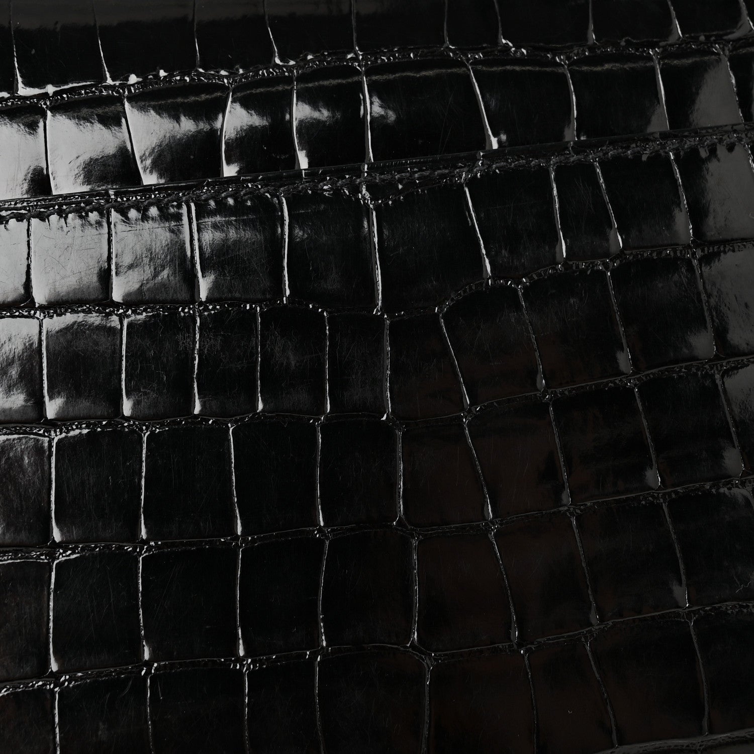 Hermes Shiny Alligator Monochrome Constance Long Wallet Black
