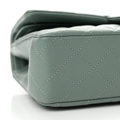Chanel Caviar Quilted Medium Double Flap Green 9 of 11