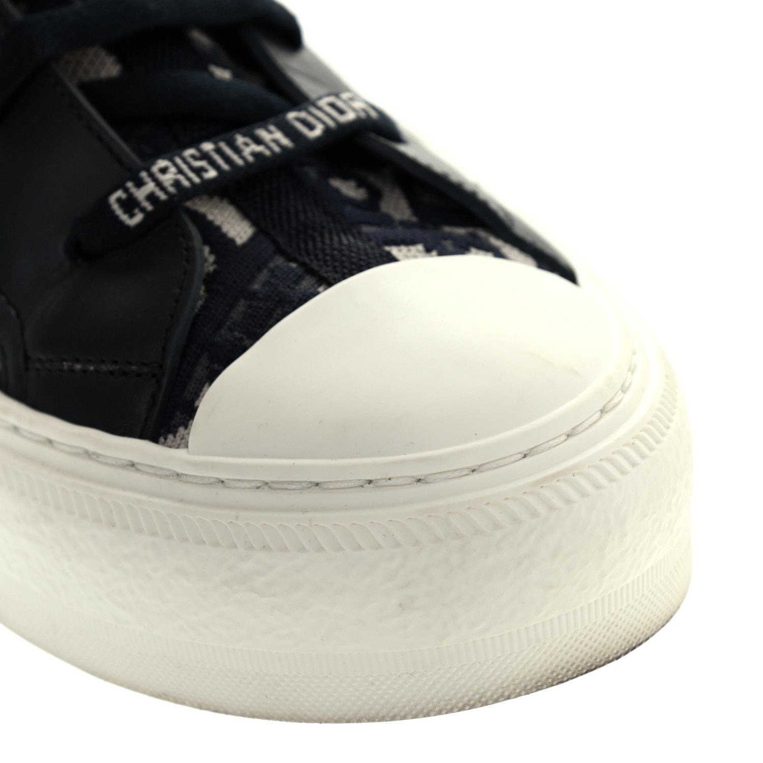 Christian Dior Technical Knit Calfskin Oblique Womens Walk'n Dior Mid Top Sneakers 38.5 Deep Blue 13 of 13