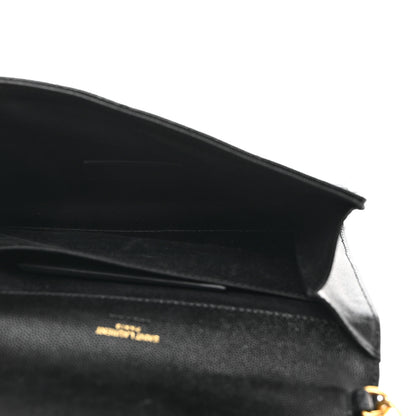 Saint Laurent Grain De Poudre Textured Mixed Matelasse Triquilt Monogram Clutch Black 5 of 9