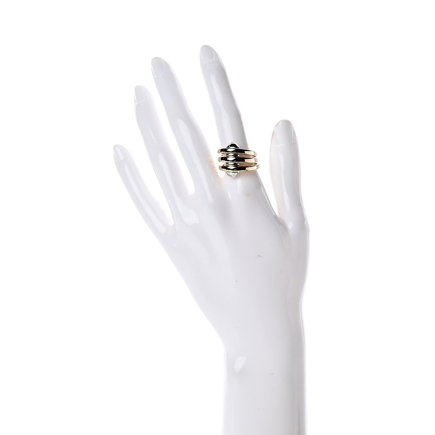 Bulgari 18K White Yellow Gold Triple Band Ring 54 6.75 2 of 5