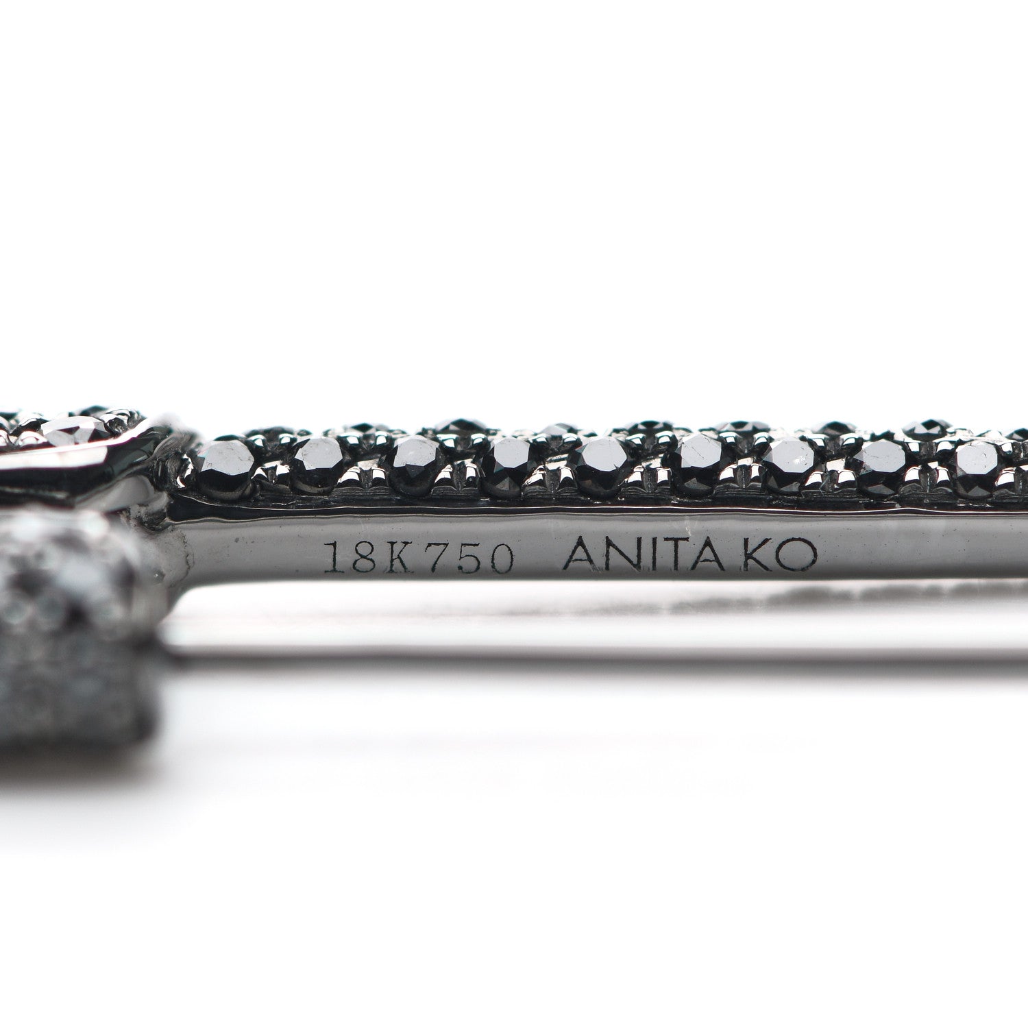 Anita Ko 18K Black Gold Black Diamond Safety Pin Earring 4 of 4
