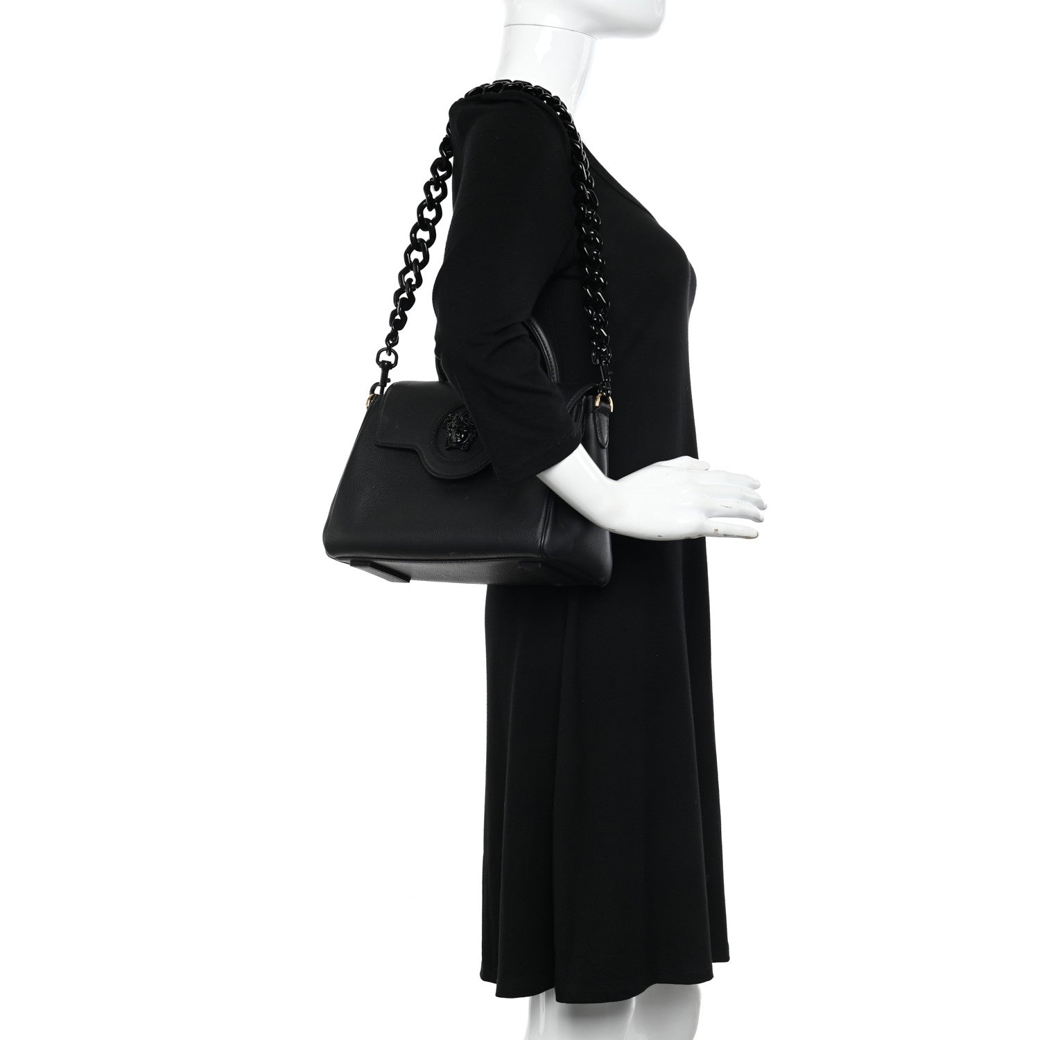 Versace Grained Calfskin La Medusa Top Handle Bag Black Lilac 2 of 10