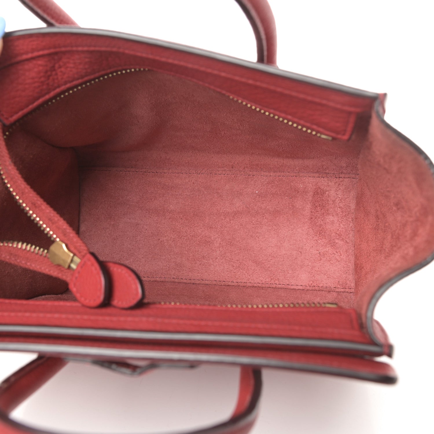 Celine Drummed Calfskin Nano Luggage Red 5 of 16