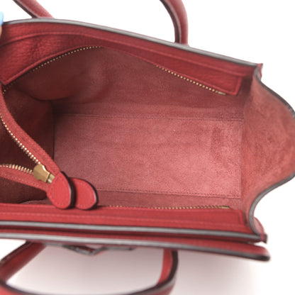 Celine Drummed Calfskin Nano Luggage Red 5 of 16