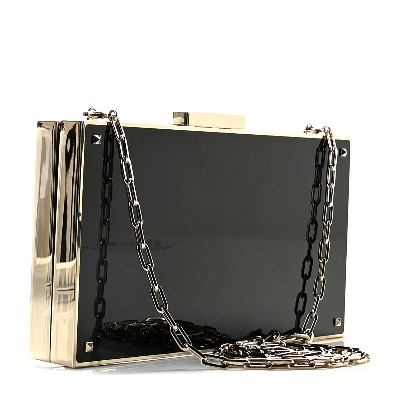 Valentino Garavani Metal Crystal VLTN Chain Clutch Black 2 of 8