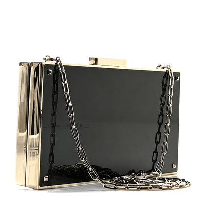 Valentino Garavani Metal Crystal VLTN Chain Clutch Black 2 of 8