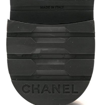 Chanel Shiny Calfskin Quilted Lace Up Combat Boots 37 Ivory Black 6 of 14