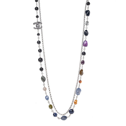 Chanel Pearl Resin Beaded CC Multistrand Necklace Silver Multicolor 1 of 4