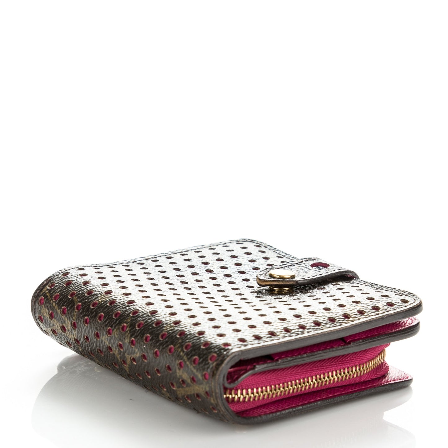 Monogram Perforated Compact Zipped Wallet Fuchsia