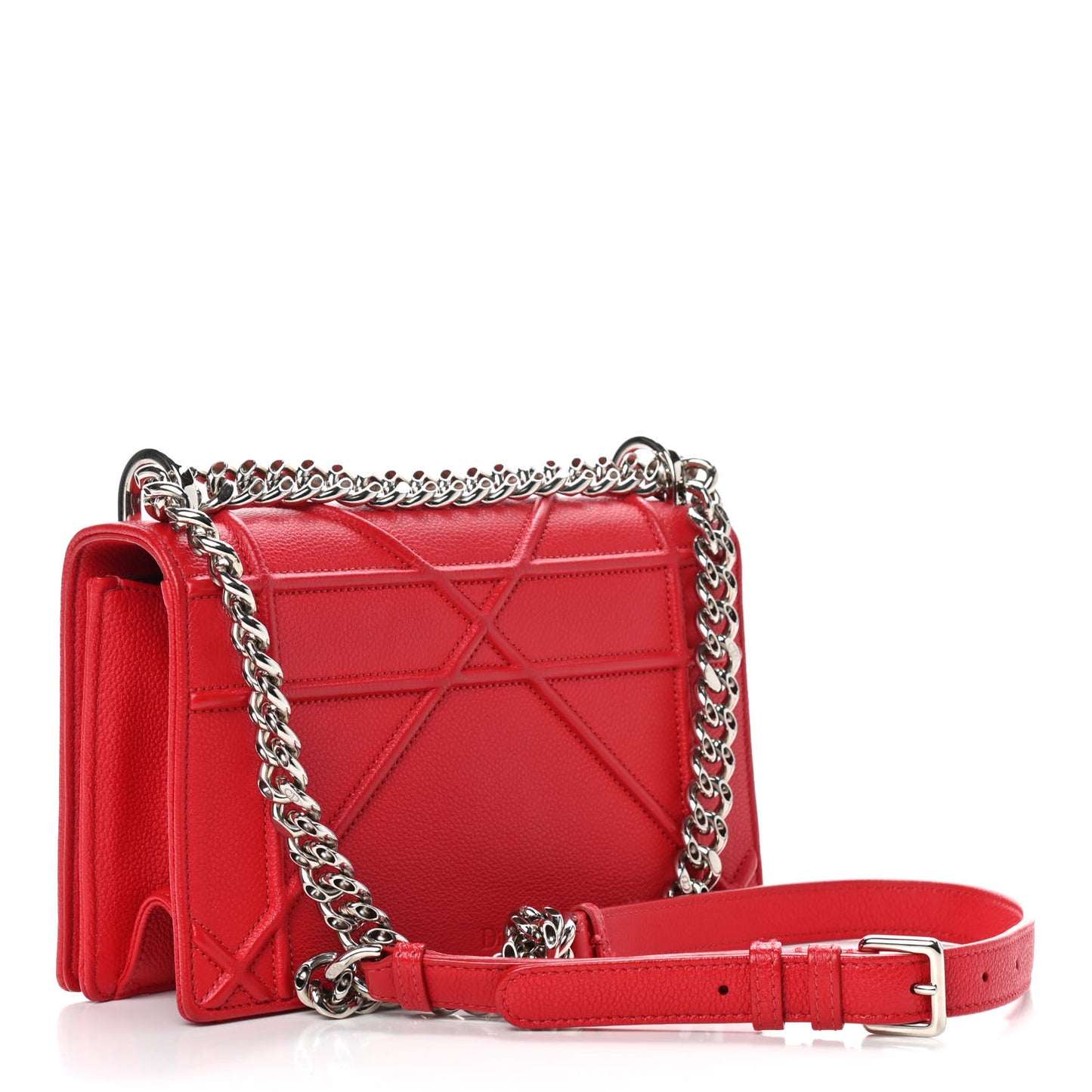 Grained Calfskin Small Diorama Flap Bag Red