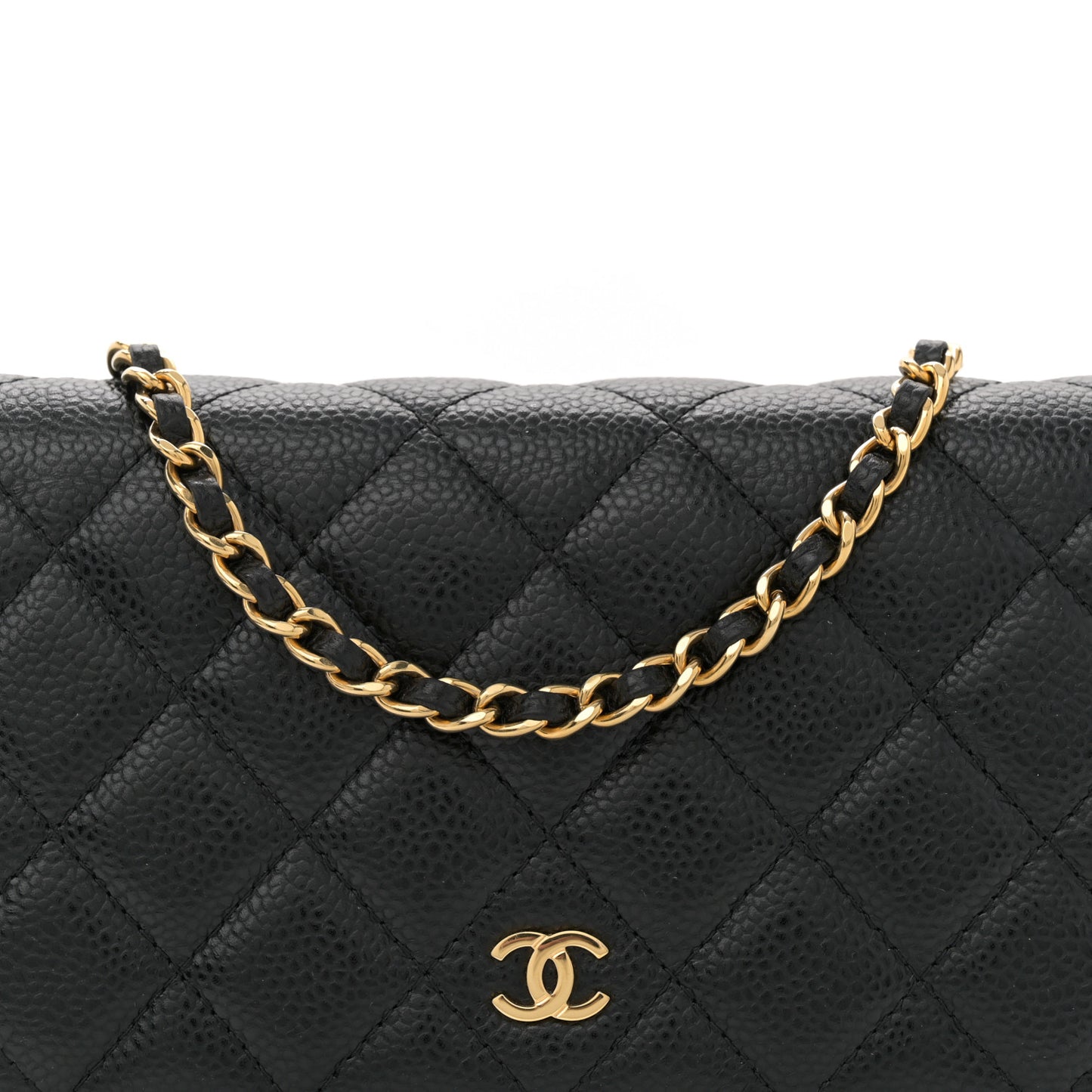 Caviar Quilted Wallet on Chain WOC Black