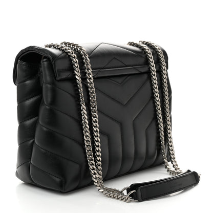 Saint Laurent Calfskin Y Quilted Monogram Small Loulou Chain Satchel Black 3 of 10