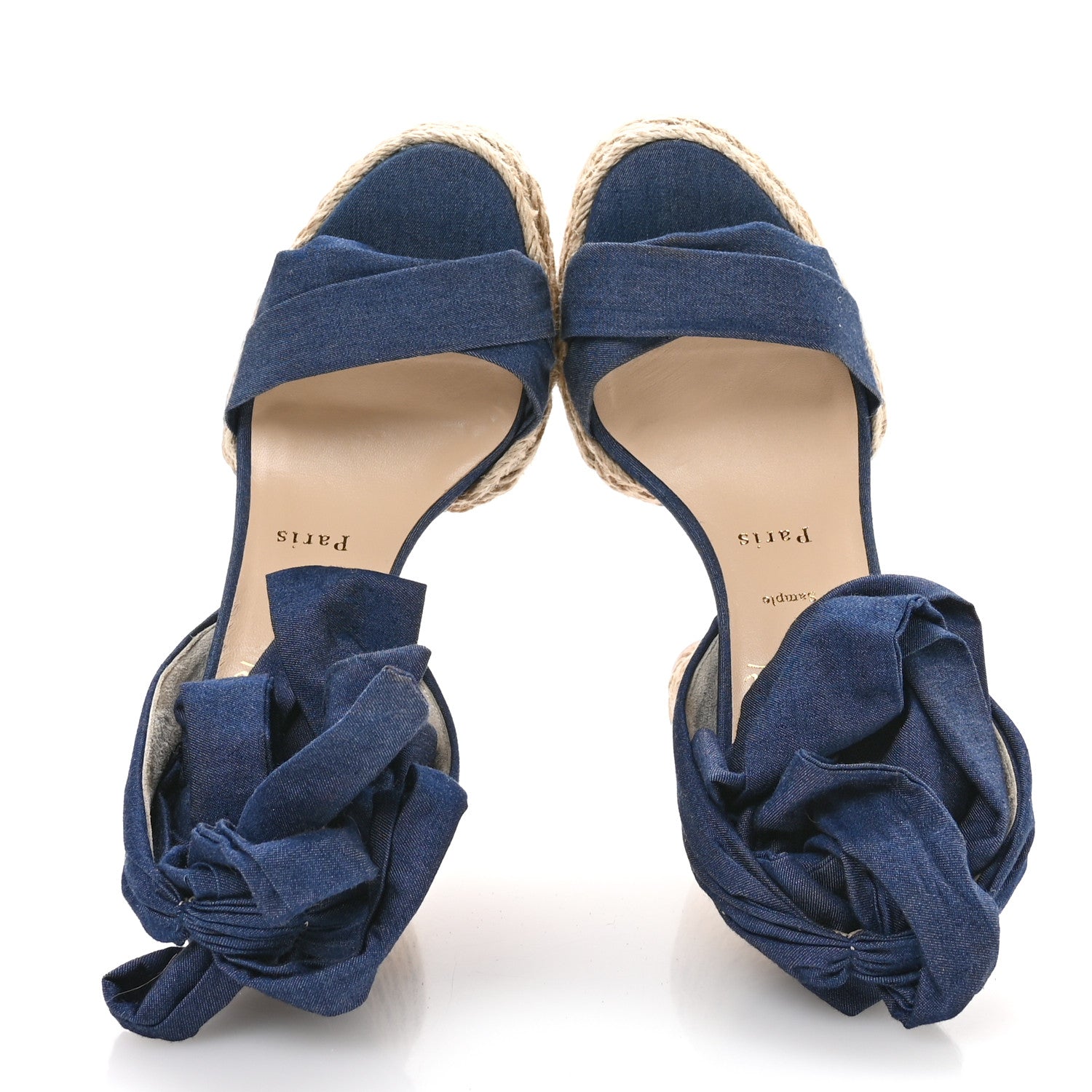 Christian Louboutin Denim Mariza Du Desert 130 Sandals 37 Blue Naturel 2 of 7