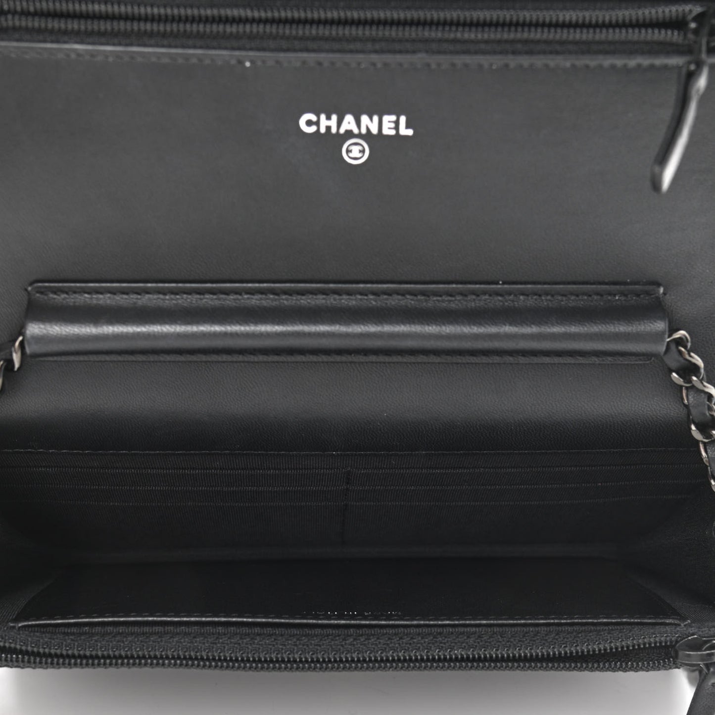 Lambskin Chevron Quilted Wallet On Chain WOC So Black