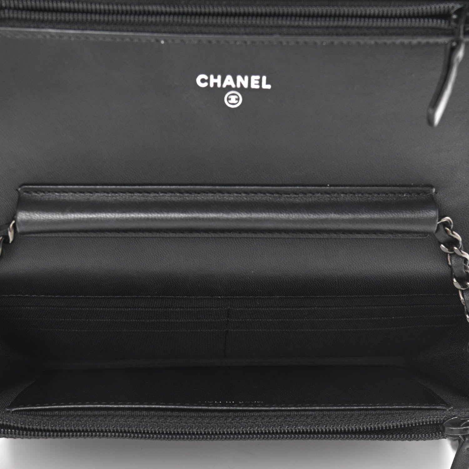 Chanel Lambskin Chevron Quilted Wallet On Chain WOC So Black 5 of 12