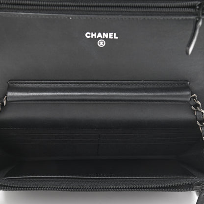 Chanel Lambskin Chevron Quilted Wallet On Chain WOC So Black 5 of 12