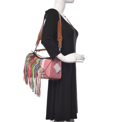 Loewe Calfskin Small Fringe Puzzle Bag Pink Multicolor 3 of 9