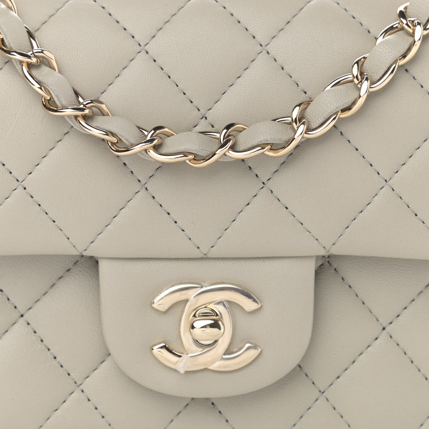 Chanel Lambskin Quilted Mini Rectangular Flap Grey 8 of 10