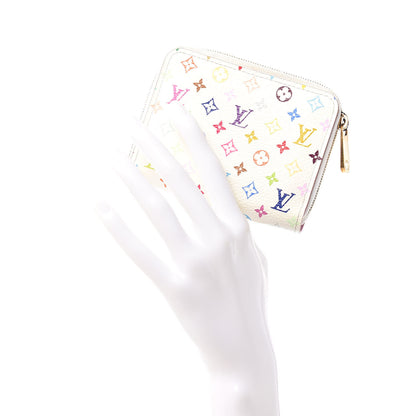 Louis Vuitton Monogram Multicolor Zippy Coin Purse Wallet White Litchi 2 of 9