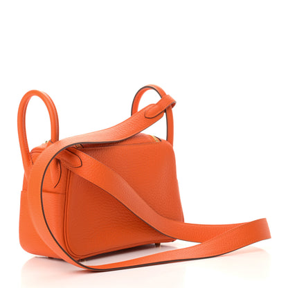 Hermes Taurillon Clemence Mini Lindy 20 Feu 3 of 9