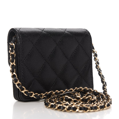 Chanel Caviar Quilted Flap Card Holder On Chain Black 3 of 11
