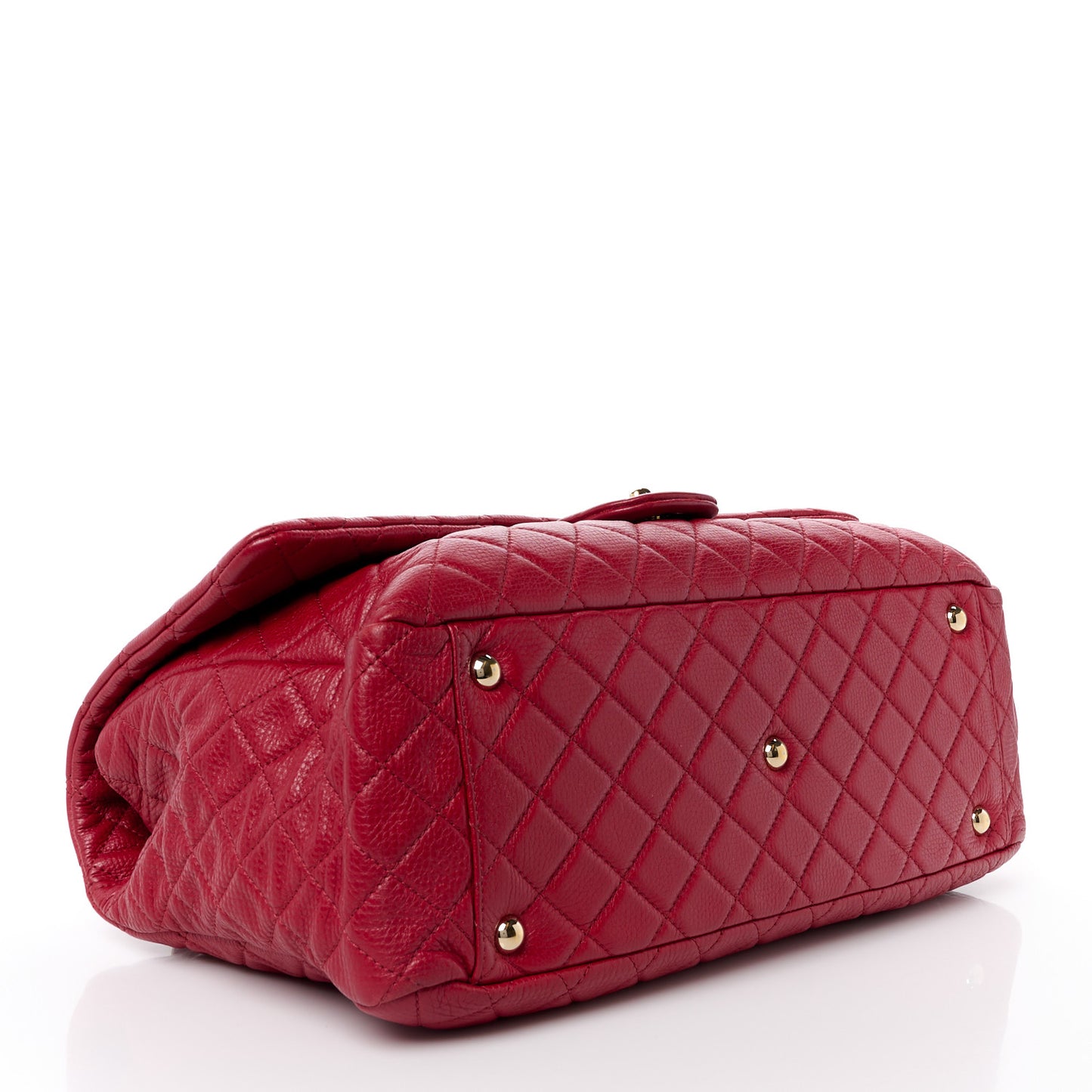 Calfskin Quilted XXL Travel Flap Bag Red