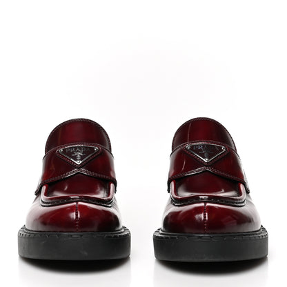 Prada Brushed Calfskin Metal Triangle Logo 50mm Loafers 37 Porpora Fume 2 of 8