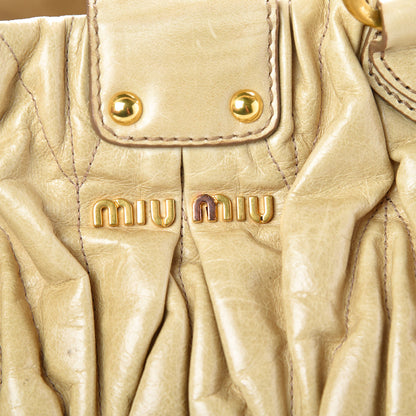 Miu Miu Vitello Lux Matelasse Tote Pomice 7 of 8