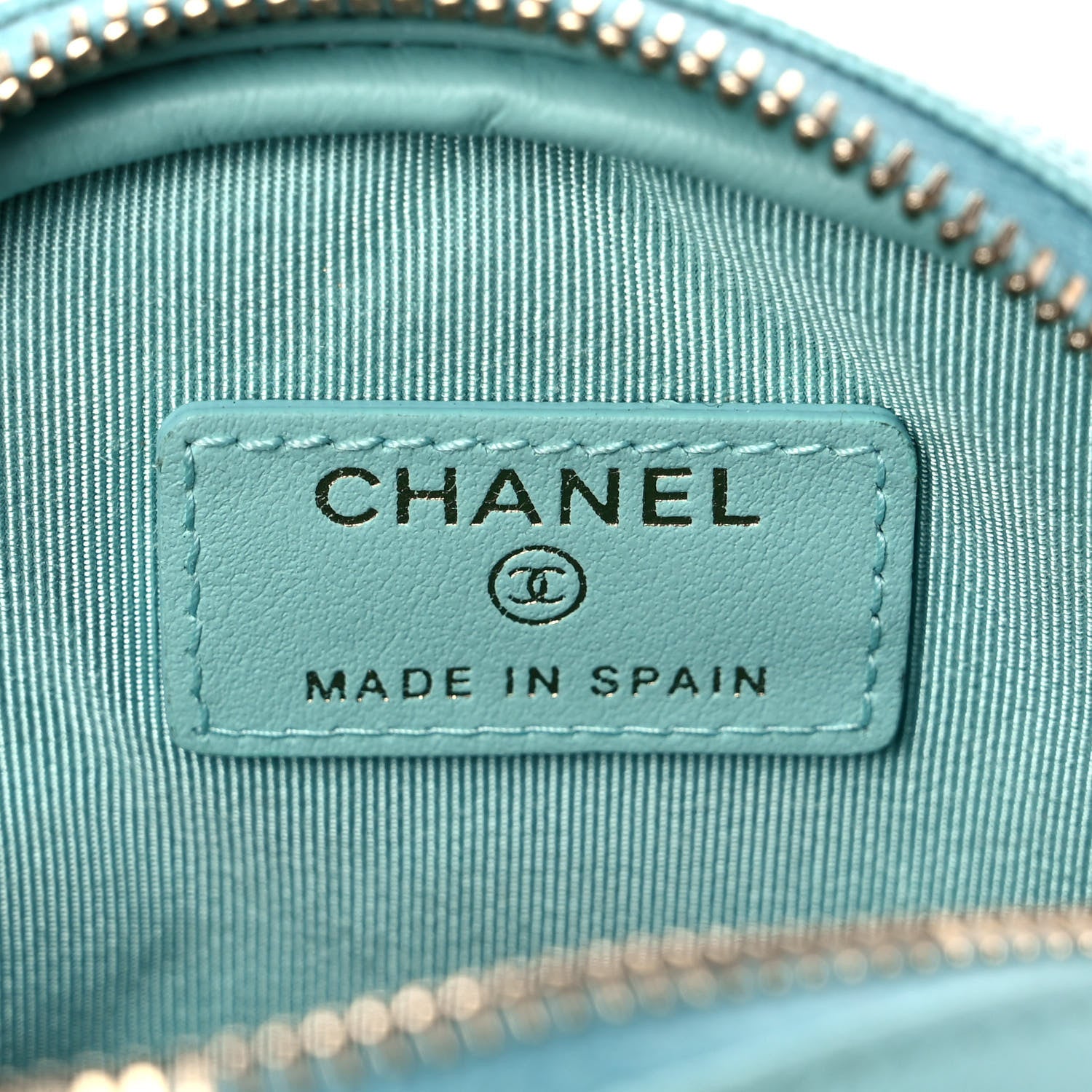 Chanel Caviar Quilted Zip Around Classic Coin Purse Light Blue 6 of 11