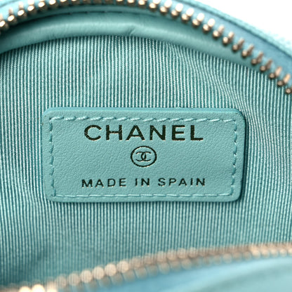 Chanel Caviar Quilted Zip Around Classic Coin Purse Light Blue 6 of 11