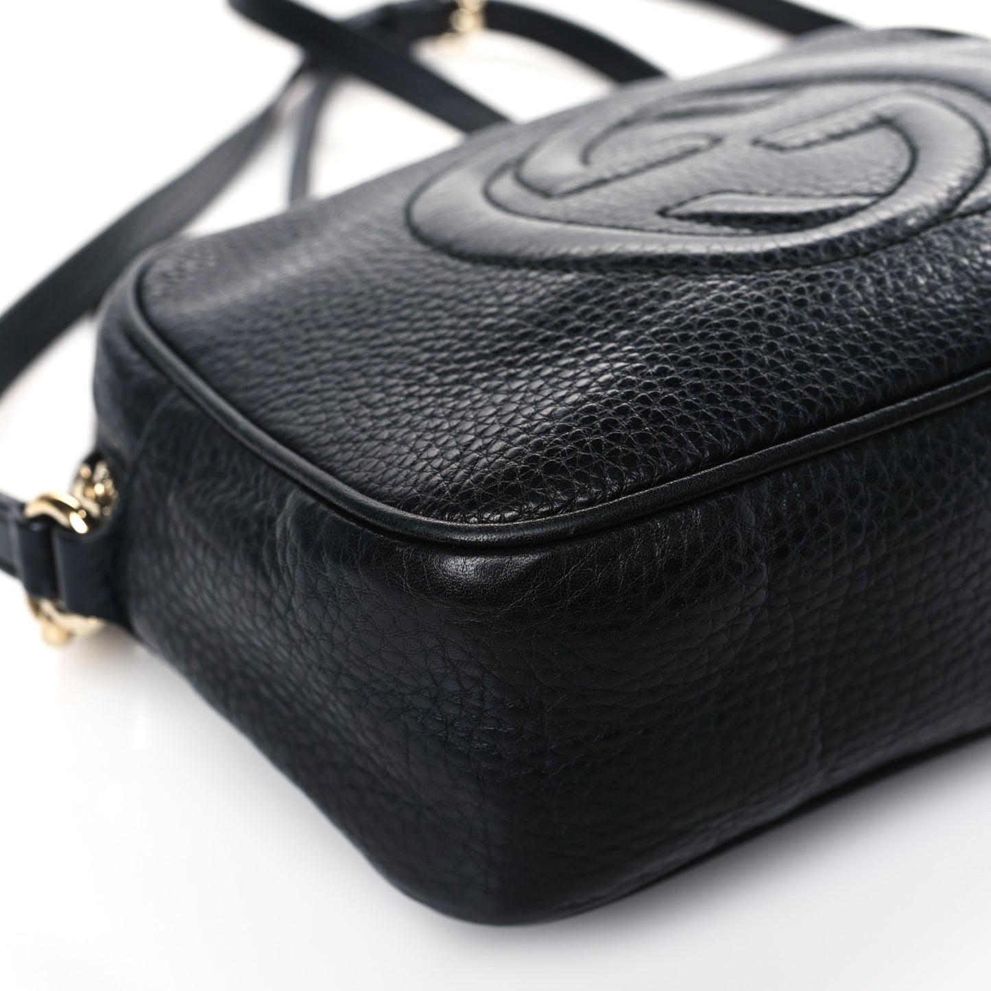 Pebbled Calfskin Small Soho Disco Bag Black