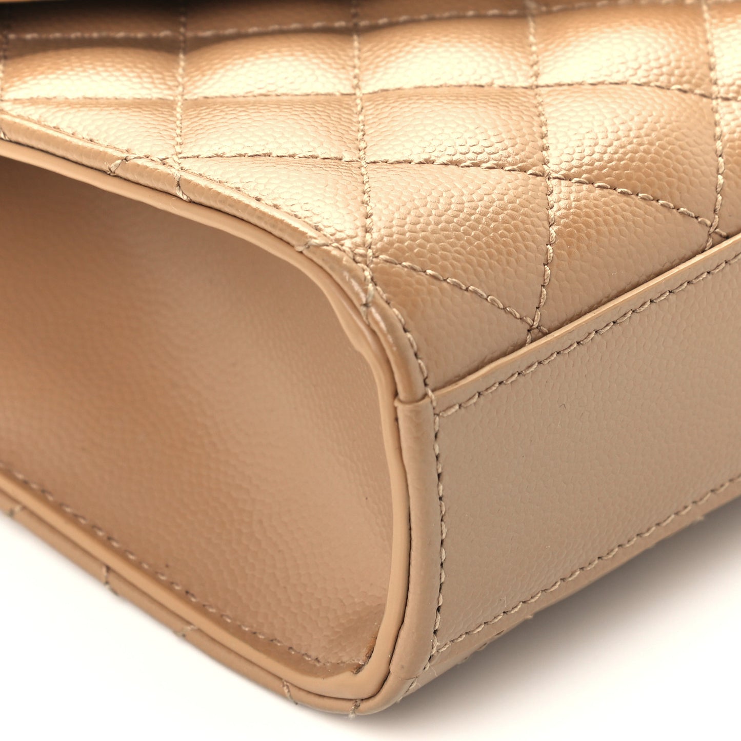 Grain De Poudre Textured Mixed Matelasse Triquilt Small Monogram Satchel Dark Beige