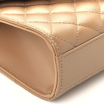 Saint Laurent Grain De Poudre Textured Mixed Matelasse Triquilt Small Monogram Satchel Dark Beige 9 of 11