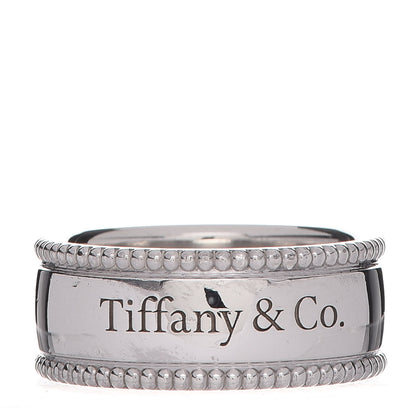 Tiffany Sterling Silver Milgrain Logo Band Ring 54 6.75 1 of 4