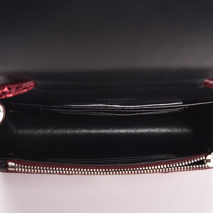 Saint Laurent Metallic Snakeskin Monogram Toy Kate Strap Wallet Cherry 5 of 6