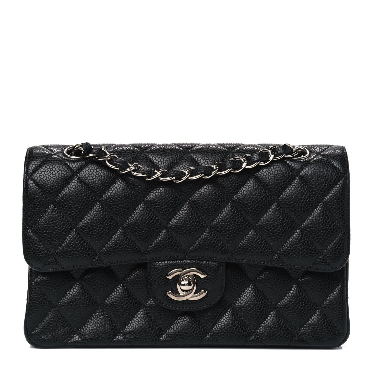 Caviar Quilted Small Double Flap Black