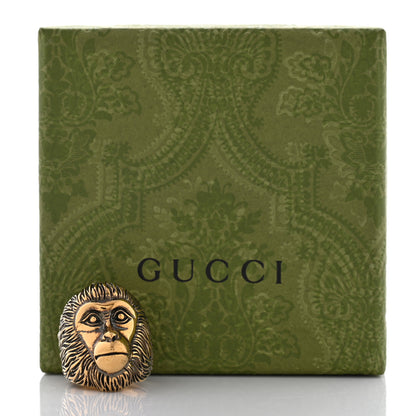 Gucci Metal Monkey Head Ring L Aged Gold 6 of 6