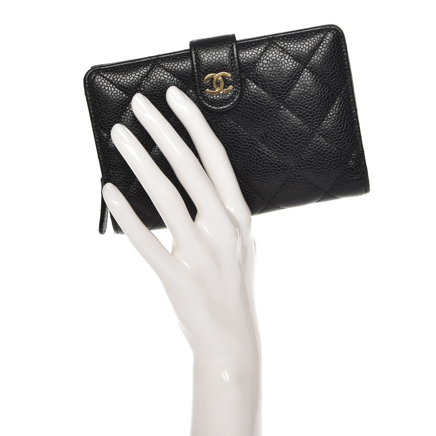 Chanel Caviar Quilted Zipped Pocket Wallet Black 2 of 9