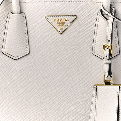 Prada Saffiano Cuir Medium Double Bag Talco Black 9 of 10