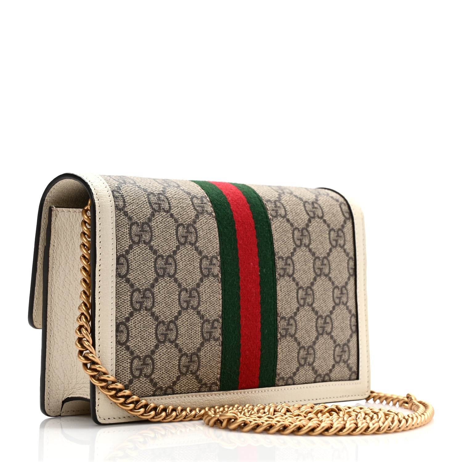Gucci GG Supreme Monogram Web Queen Margaret Chain Wallet White 3 of 8