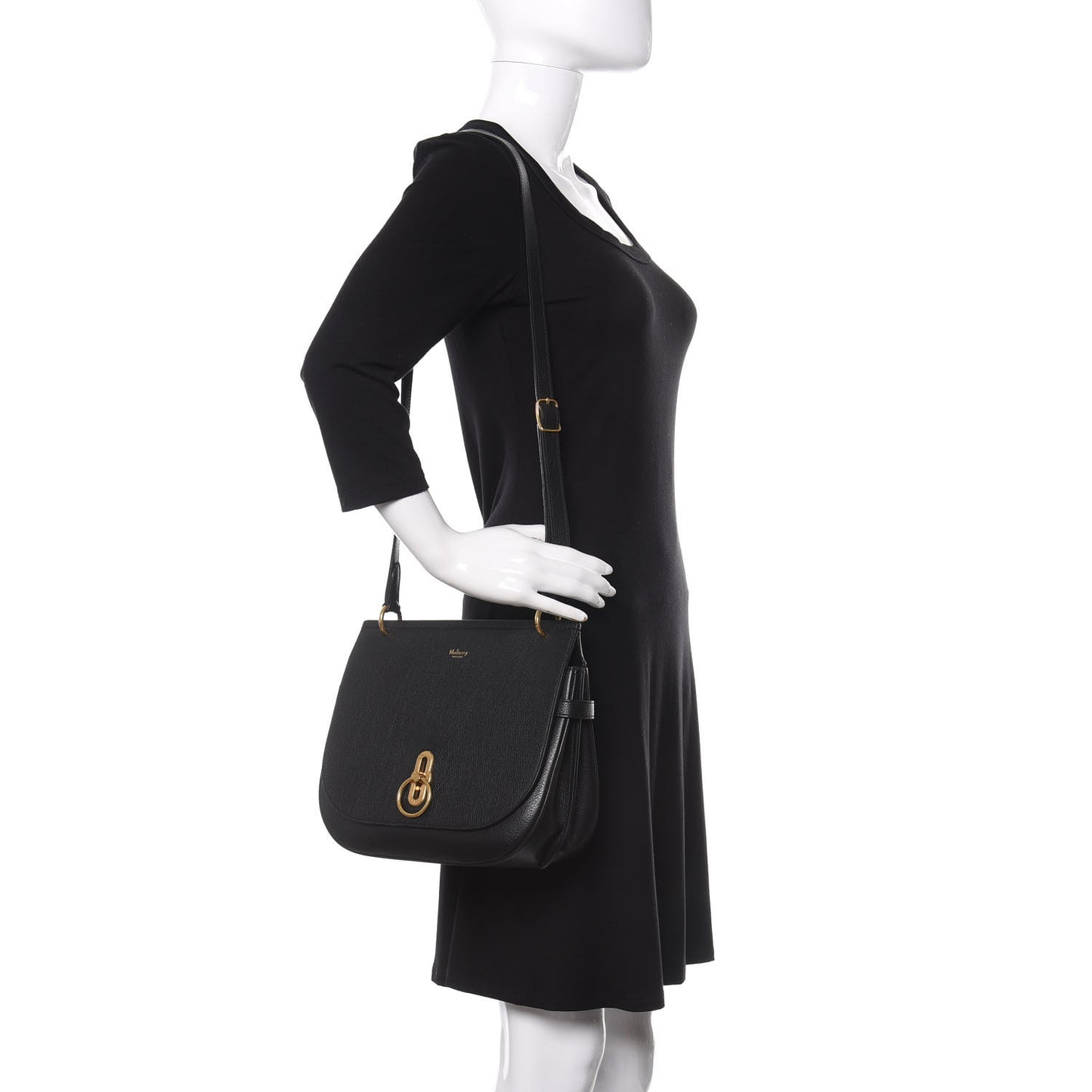 Small Classic Grain Calfskin Amberley Satchel Black