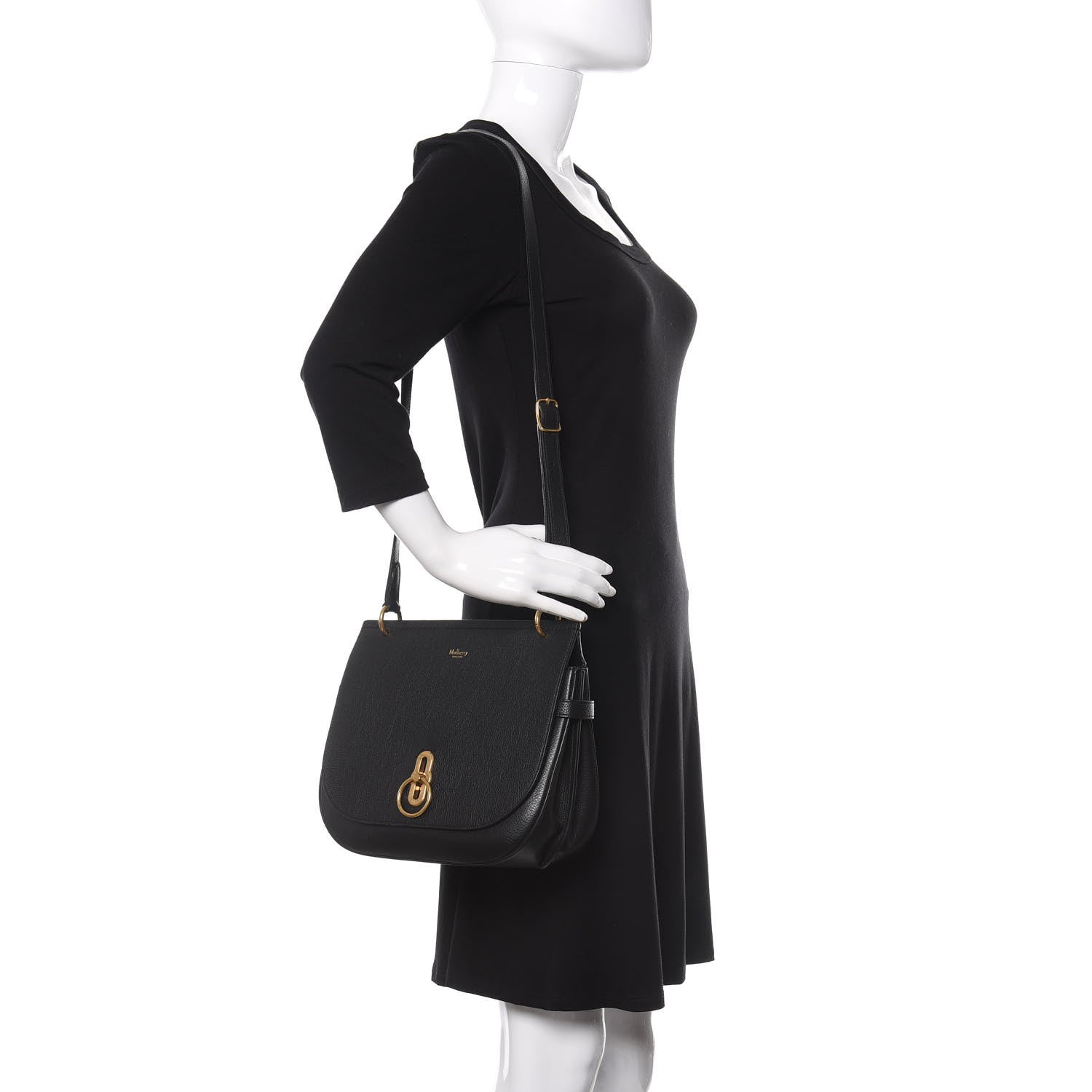 Mulberry Small Classic Grain Calfskin Amberley Satchel Black 2 of 9