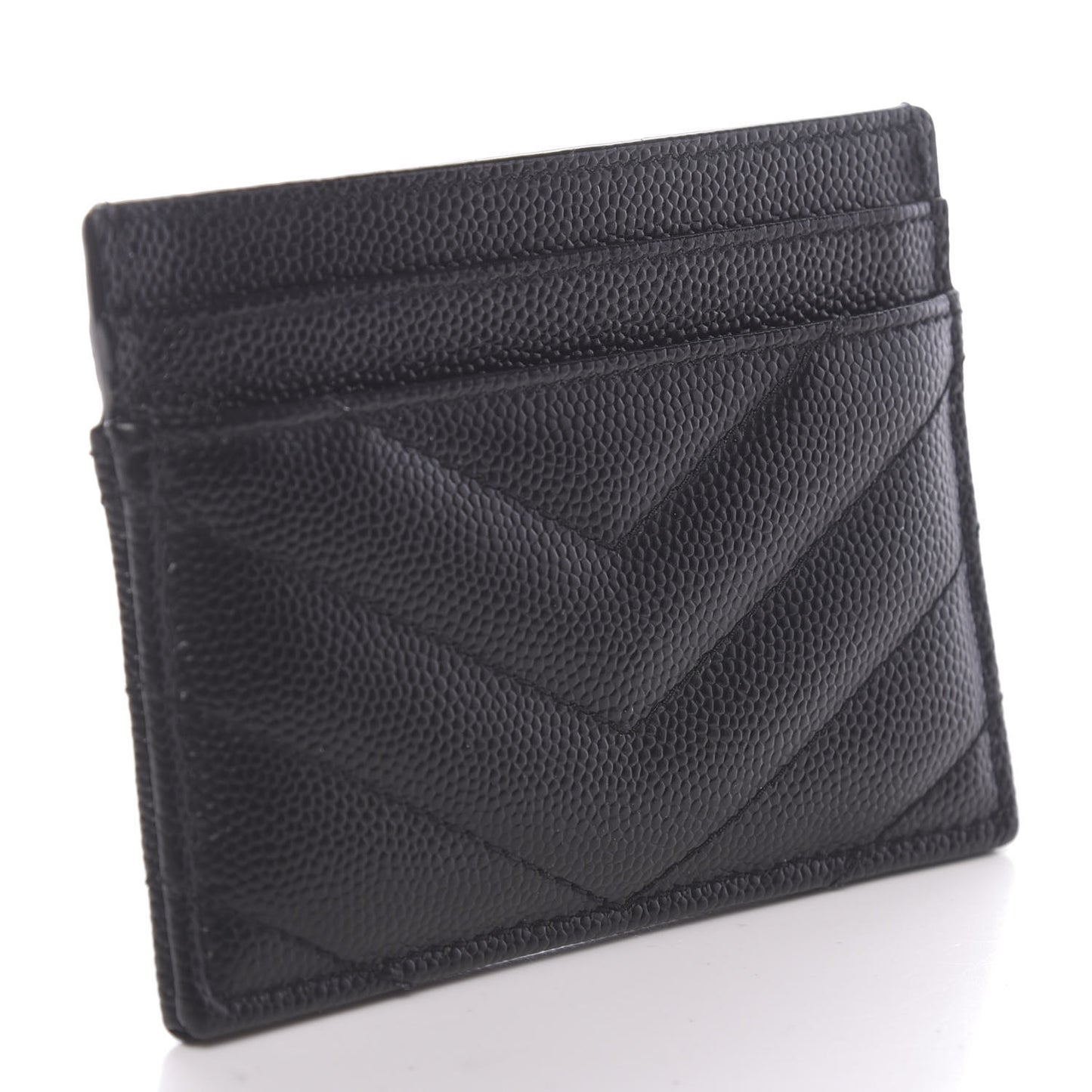 Grain De Poudre Matelasse Chevron Monogram Credit Card Case Black