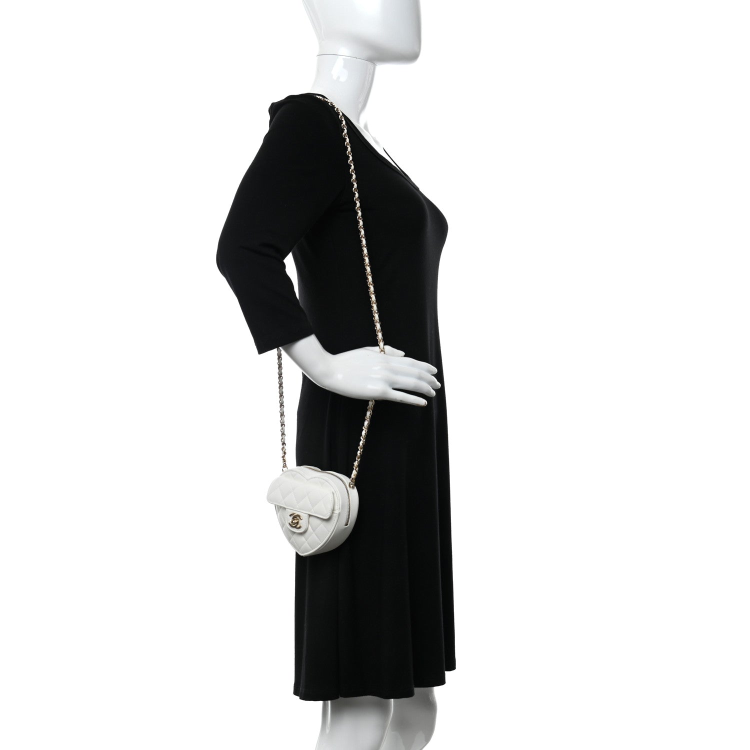 Chanel Lambskin Quilted CC In Love Heart Clutch With Chain White 2 of 10